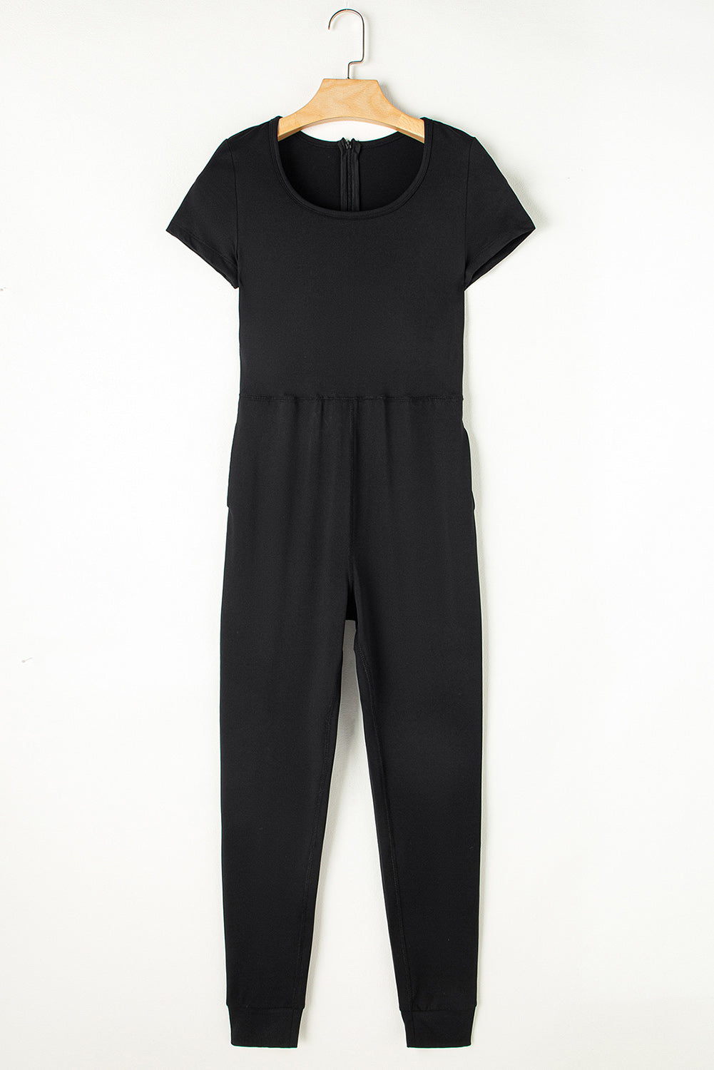 Short Sleeve Pocket Jogger Bottom Athleisure Jumpsuit | Black