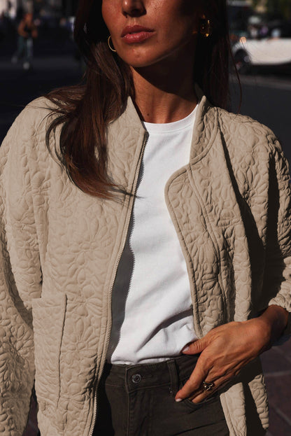 Floral Quilted Jacket | Light French Beige