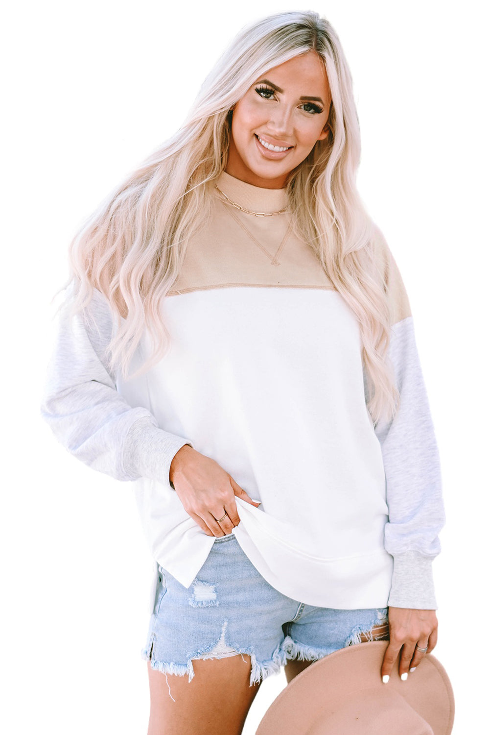 Colour Block Drop Shoulder Casual Sweatshirt | Multicolour