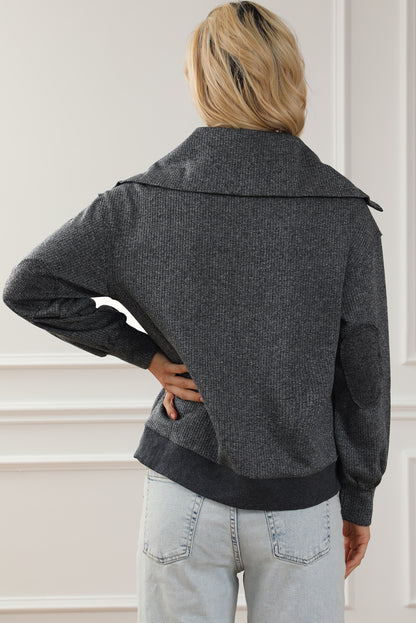 Zip Front Cape Knit Jacket | Gray