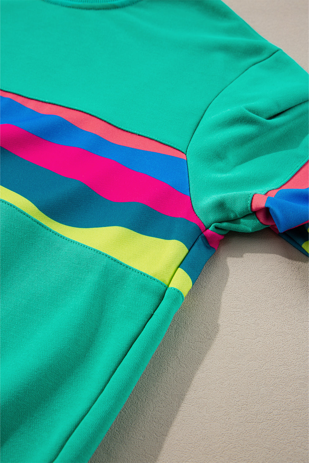 Colourful Striped Accent Long Sleeve T Shirt | Green