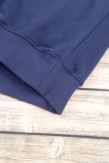 Plain Drop Shoulder Crewneck Pullover Sweatshirt | Navy Blue