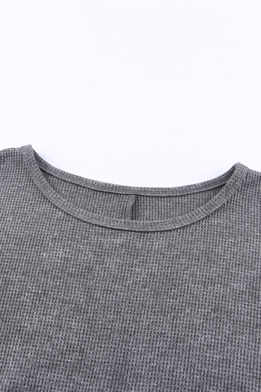 Waffle Knit Side Slit Pullover Top | Gray