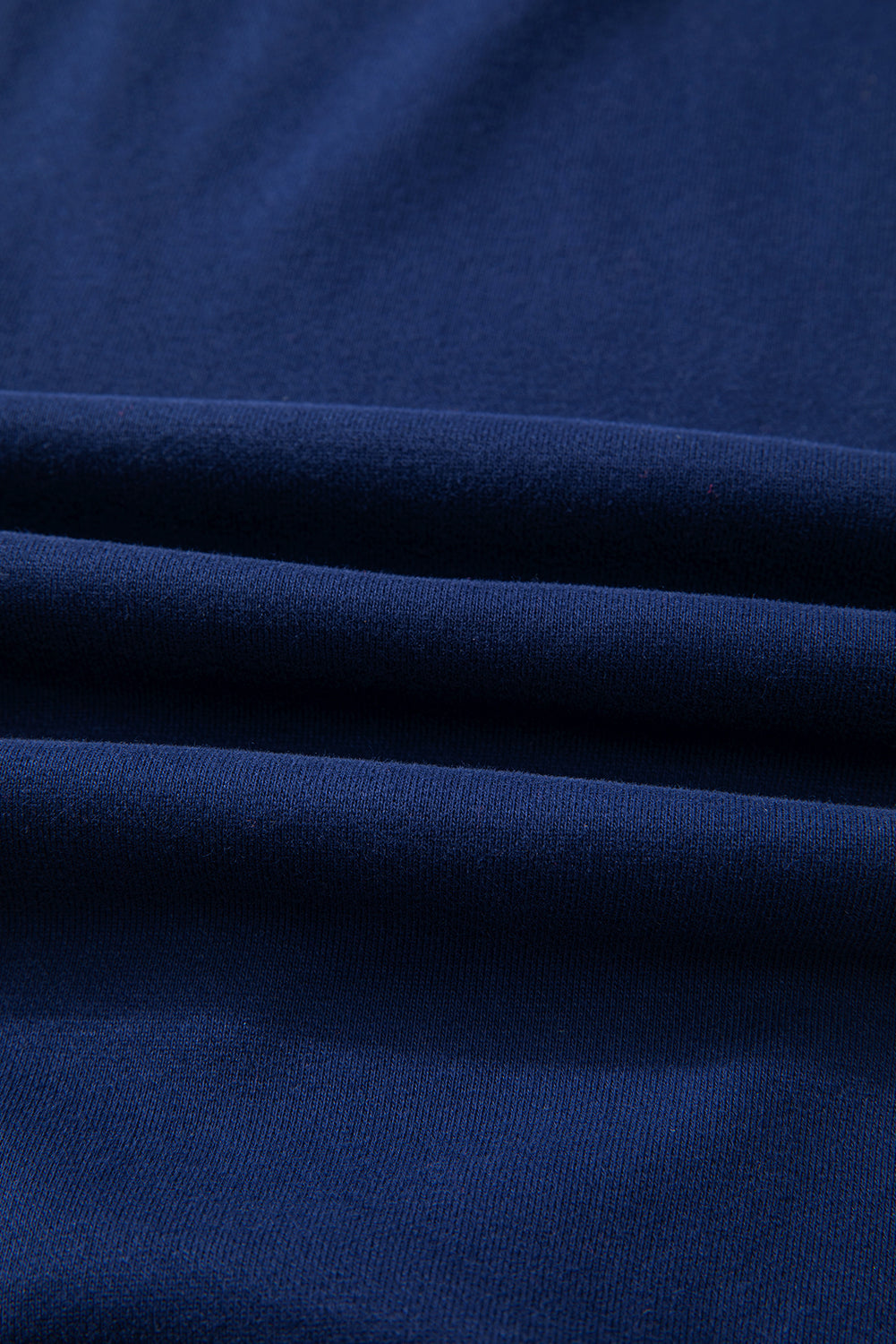 Solid Fleece Lined Drop Shoulder Terry Sweatshirt | Navy Blue