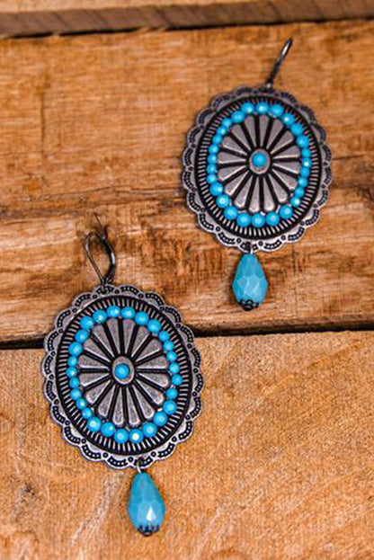 Western Retro Turquoise Dangle Earrings | Sea Green