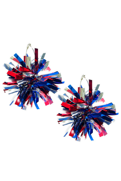 4Th Of July Celebration Tinsel Earrings | Dark Blue