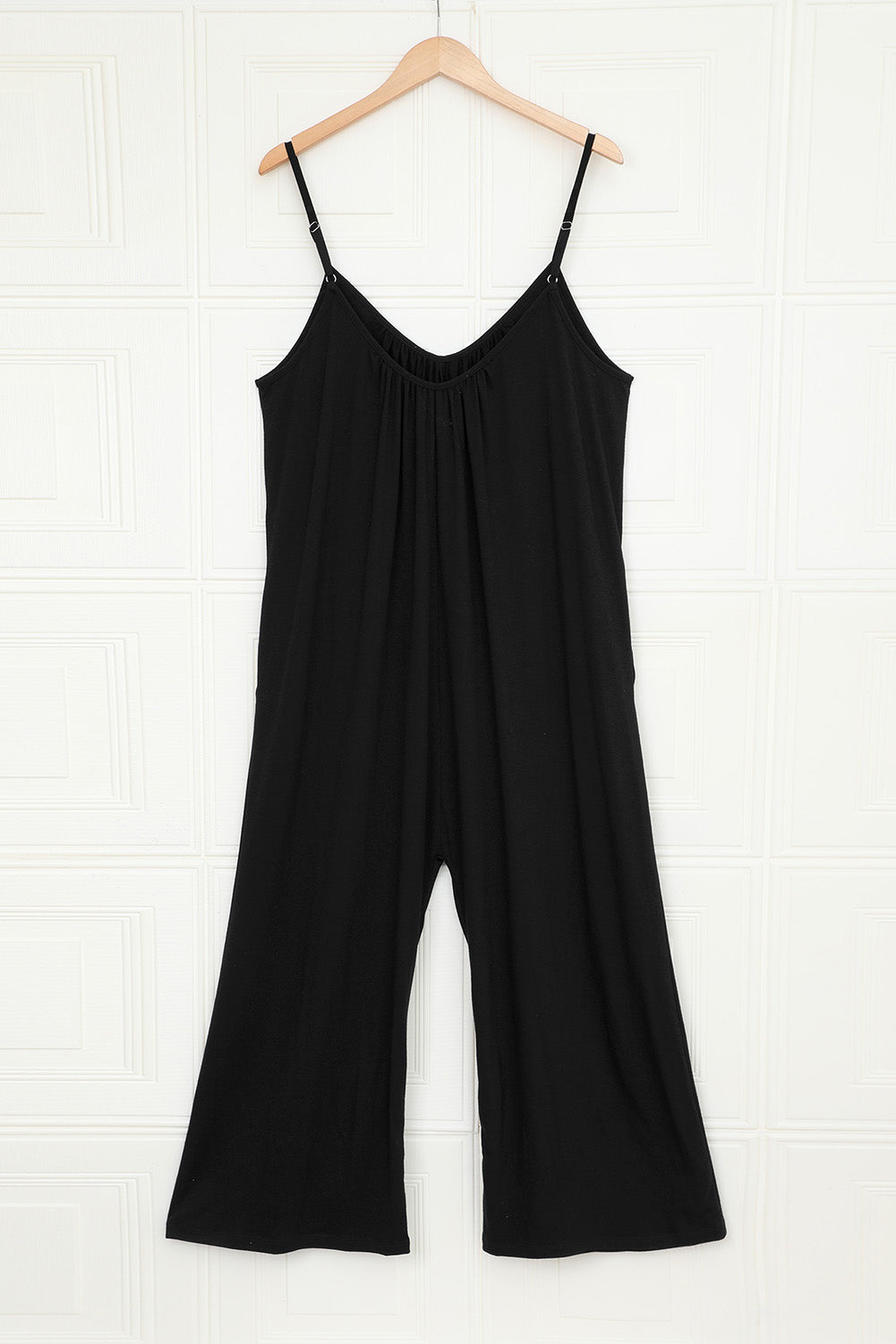 Spaghetti Straps Wide Leg Pocketed Jumpsuits | Black