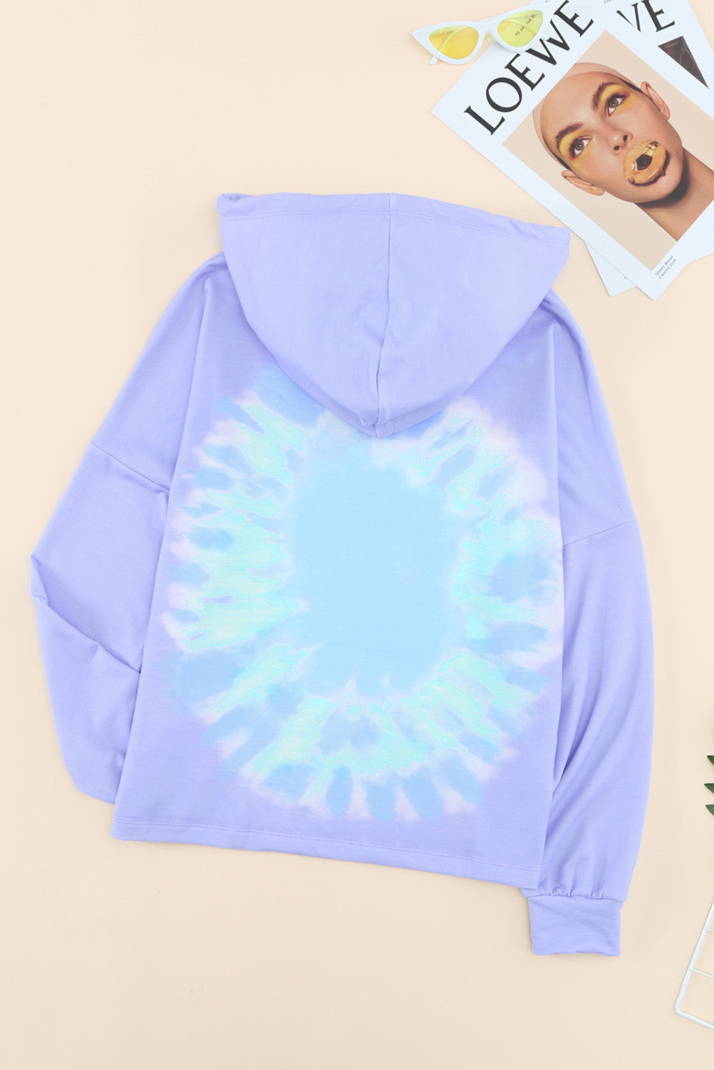 Colourblock The Sun Cotton Blend Tie Dye Hoodie | Purple