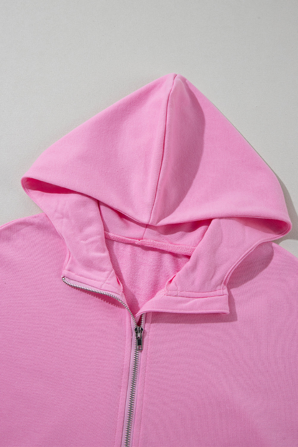 Half Zipper Kangaroo Pocket Short Sleeve Hoodie | Bonbon