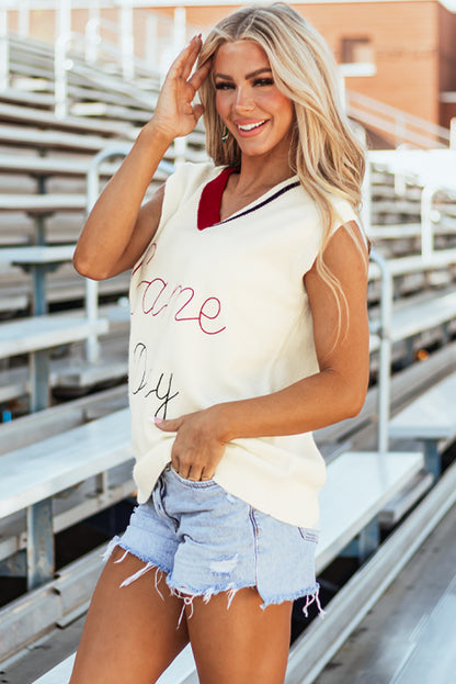 Vintage Game Day Sweater Vest | White