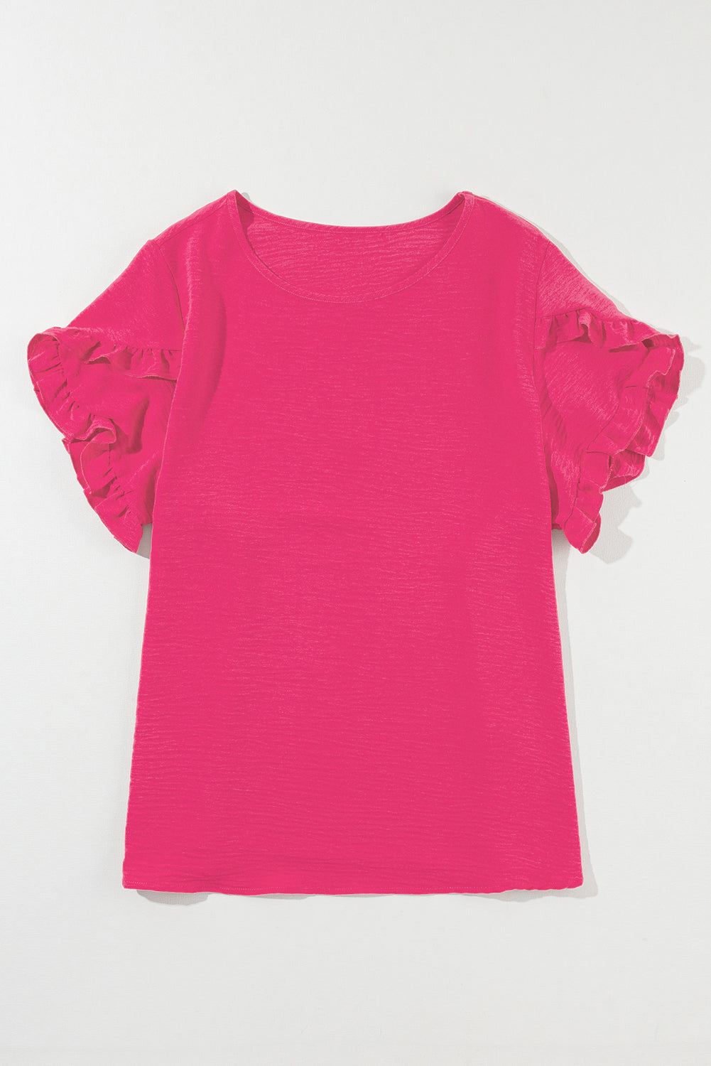 Ruffled Short Sleeve Plus Size Top | Bright Pink