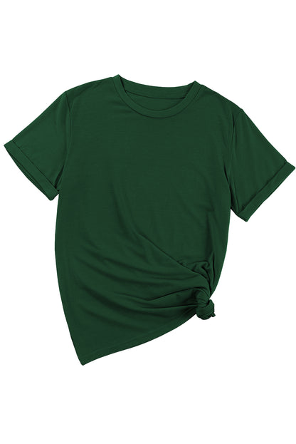 Casual Plain Crew Neck Tee | Green