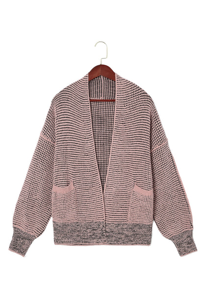 Chunky Waffle Knit Oversized Collar Cardigan | Pink