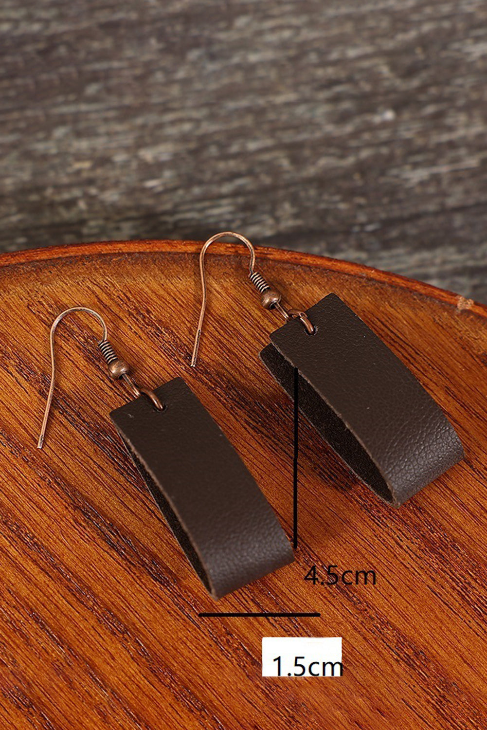 Circle Pu Leather Drop Earrings | Dark Brown