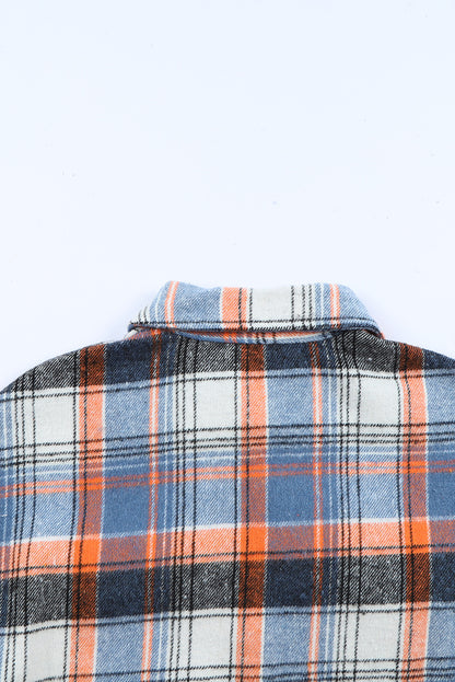 Plaid Button Down Ruffled Shirt Jacket | Multicolour