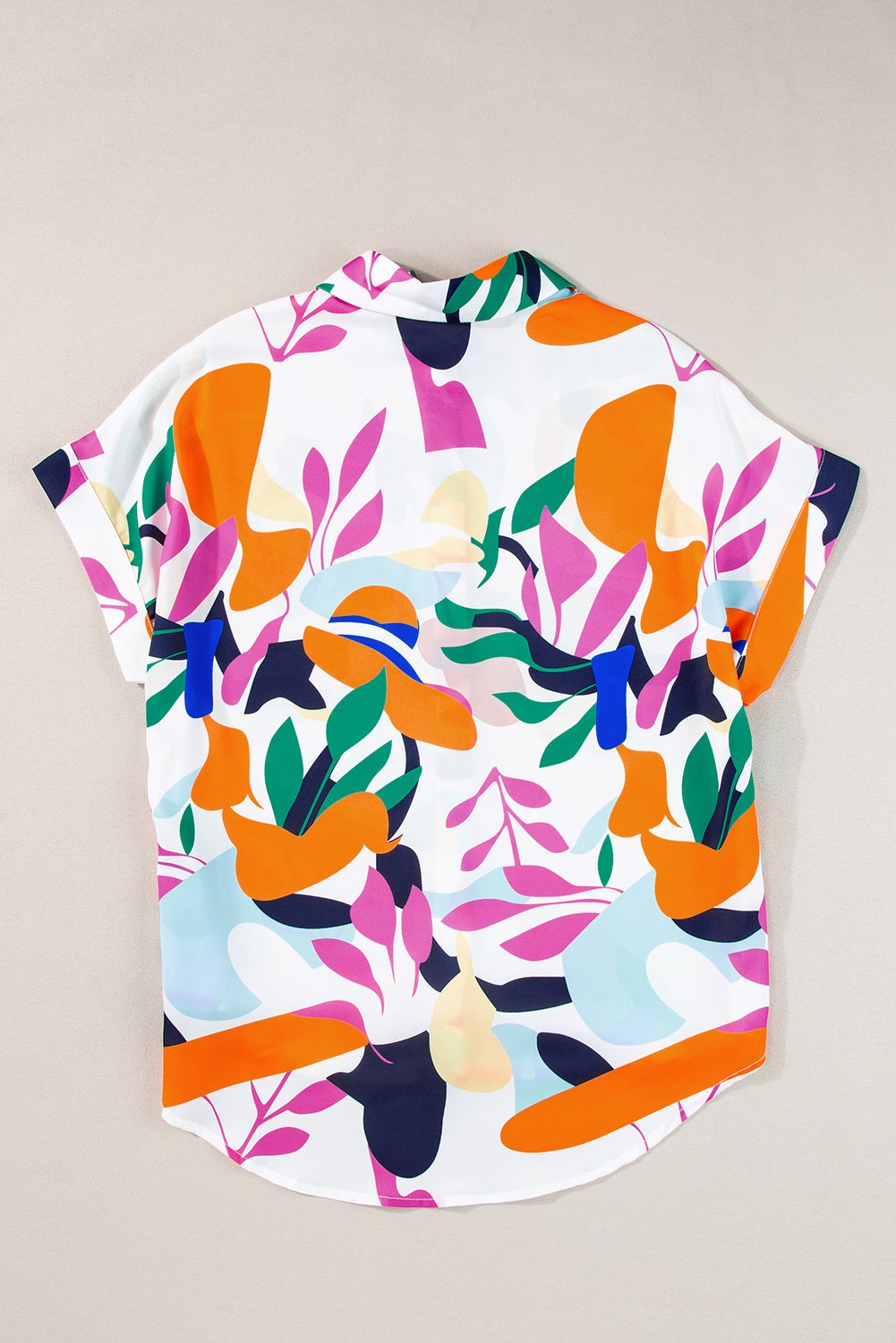 Abstract Leafy Print Short Sleeve Shirt | Multicolour