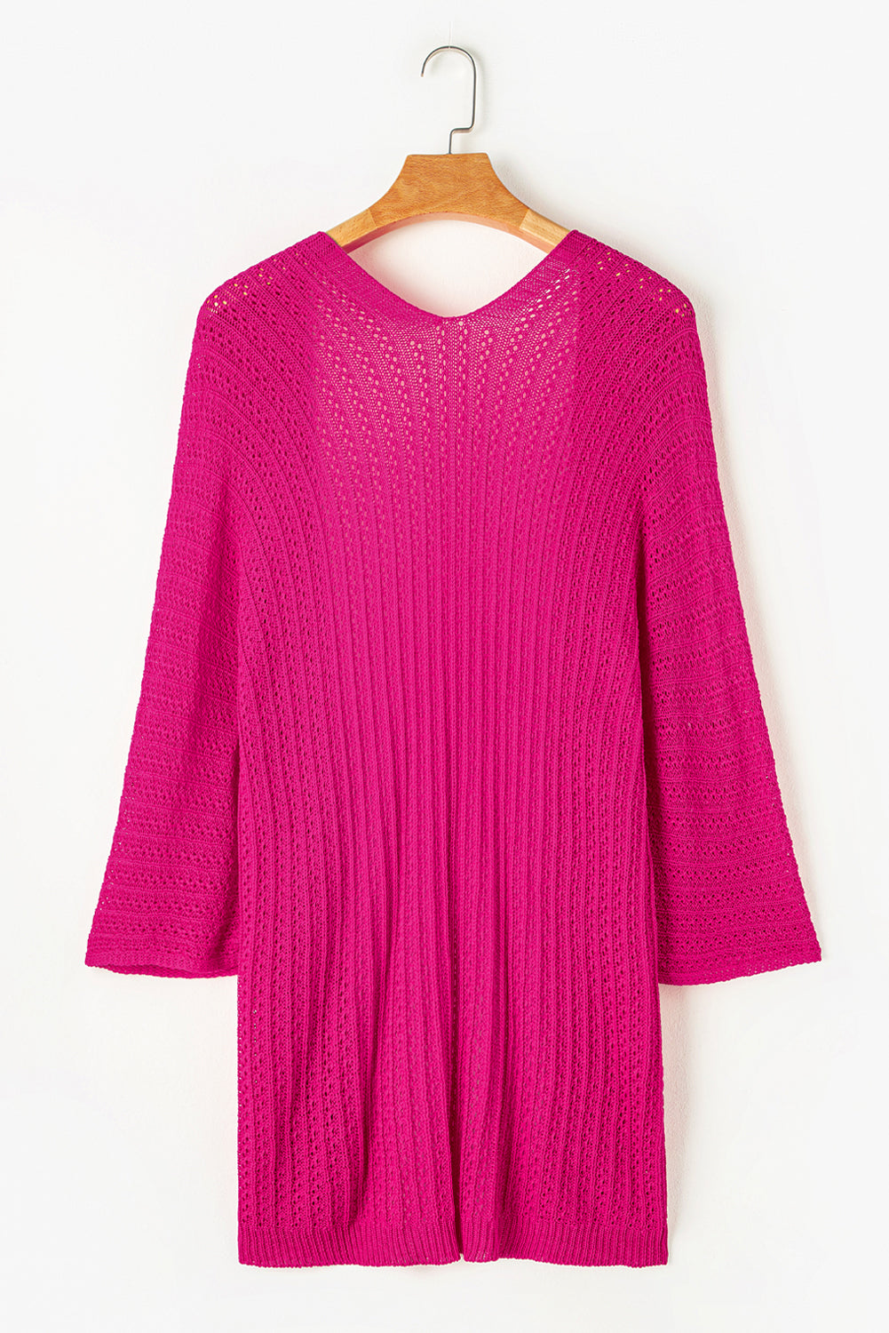 Hollow-Out Bracelet Sleeve Knit Cardigan | Rose