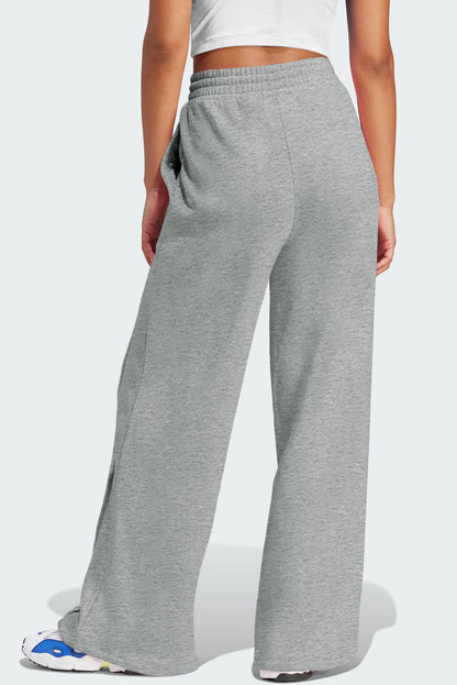 Seamed Drawstring High Waist Wide Leg Sweatpants | Gray