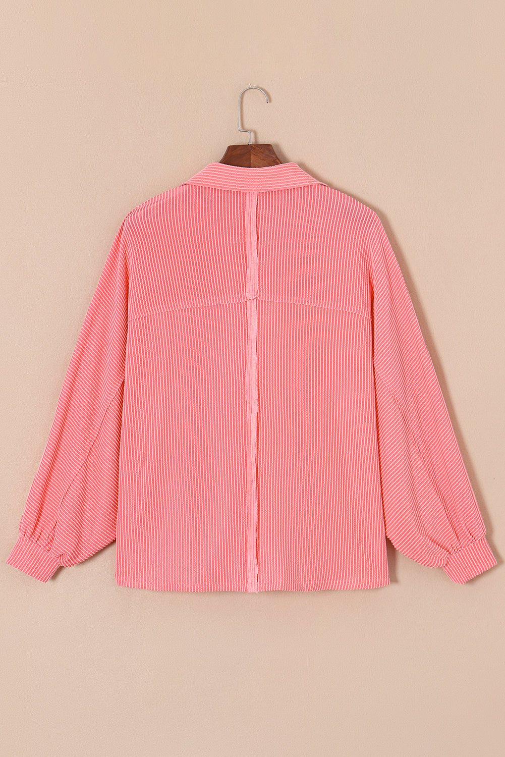 Corded Flap Pocket Henley Top | Pink