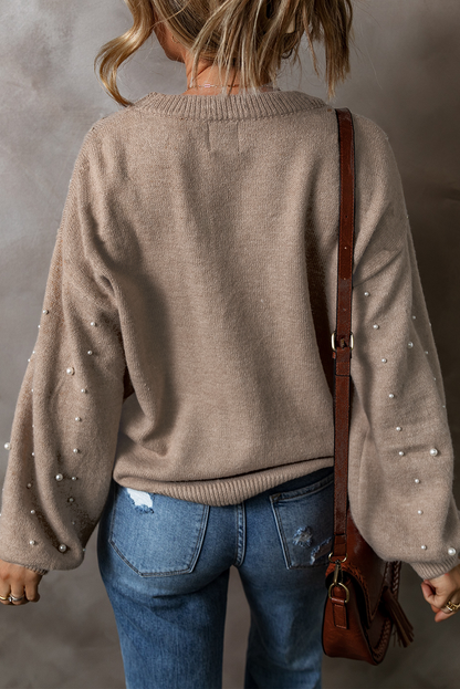 Pearled Drop Shoulder Plus Size Sweater | Smoke Gray