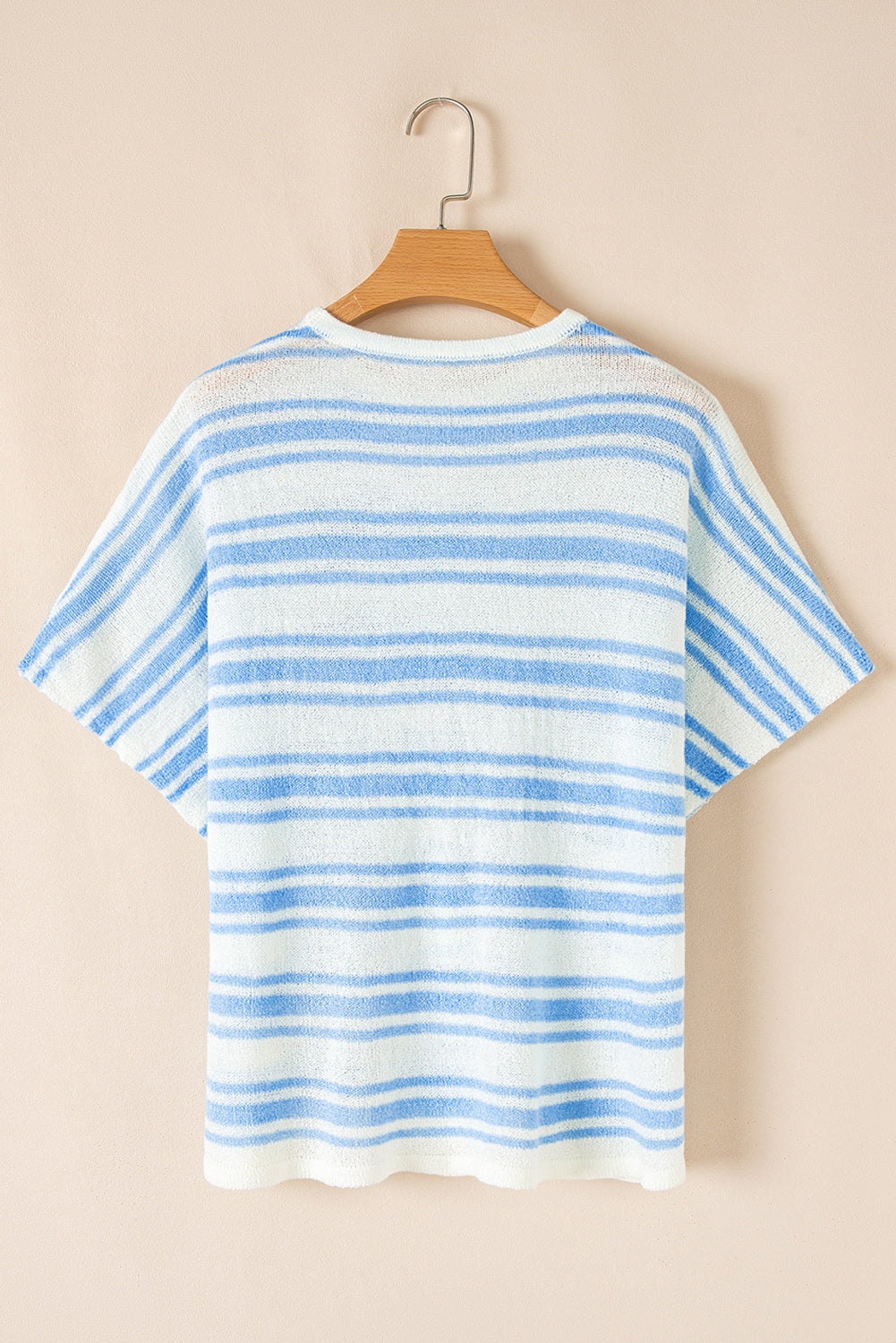 Boxy Fit Wide Sleeve Sweater T Shirt | Sky Blue Stripe