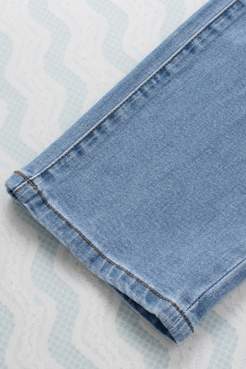 Buttoned Pockets Distressed Jeans | Sky Blue