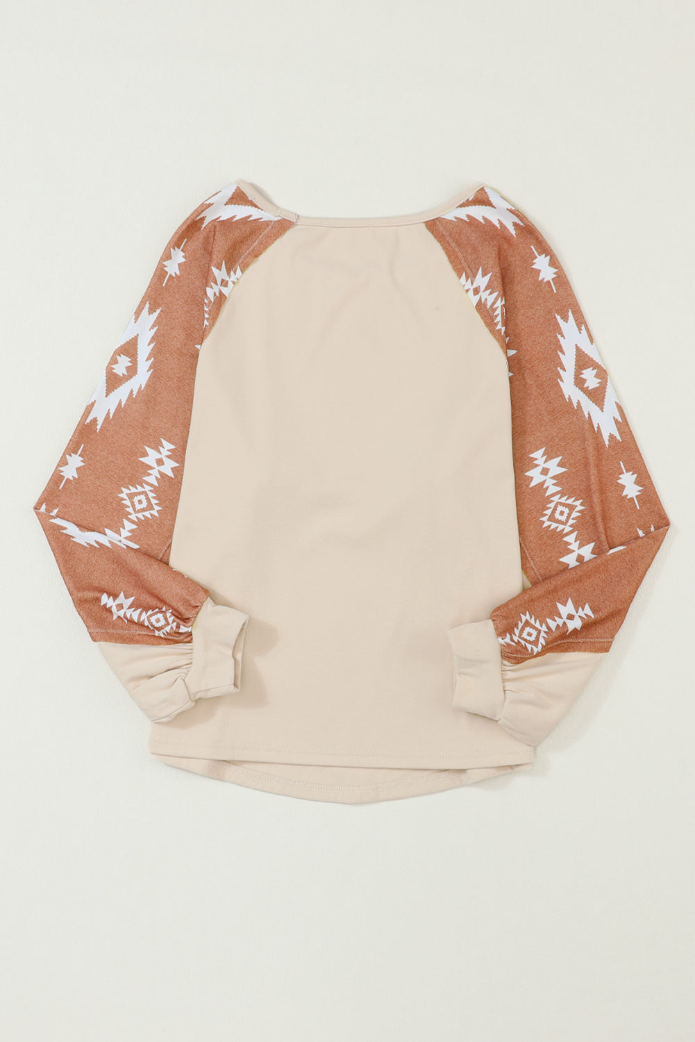 Western Print Patch Long Sleeve Top | Apricot