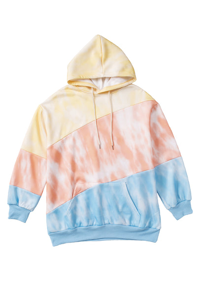 Colourblock Kangaroo Pocket Plus Size Hoodie | Sky Blue