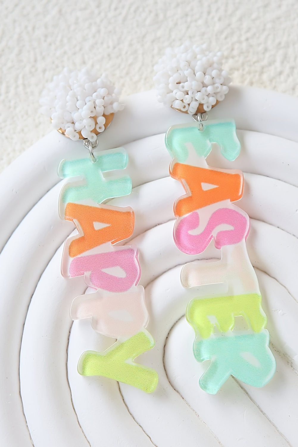 Colourful Happy Easter Drop Earrings | Pink