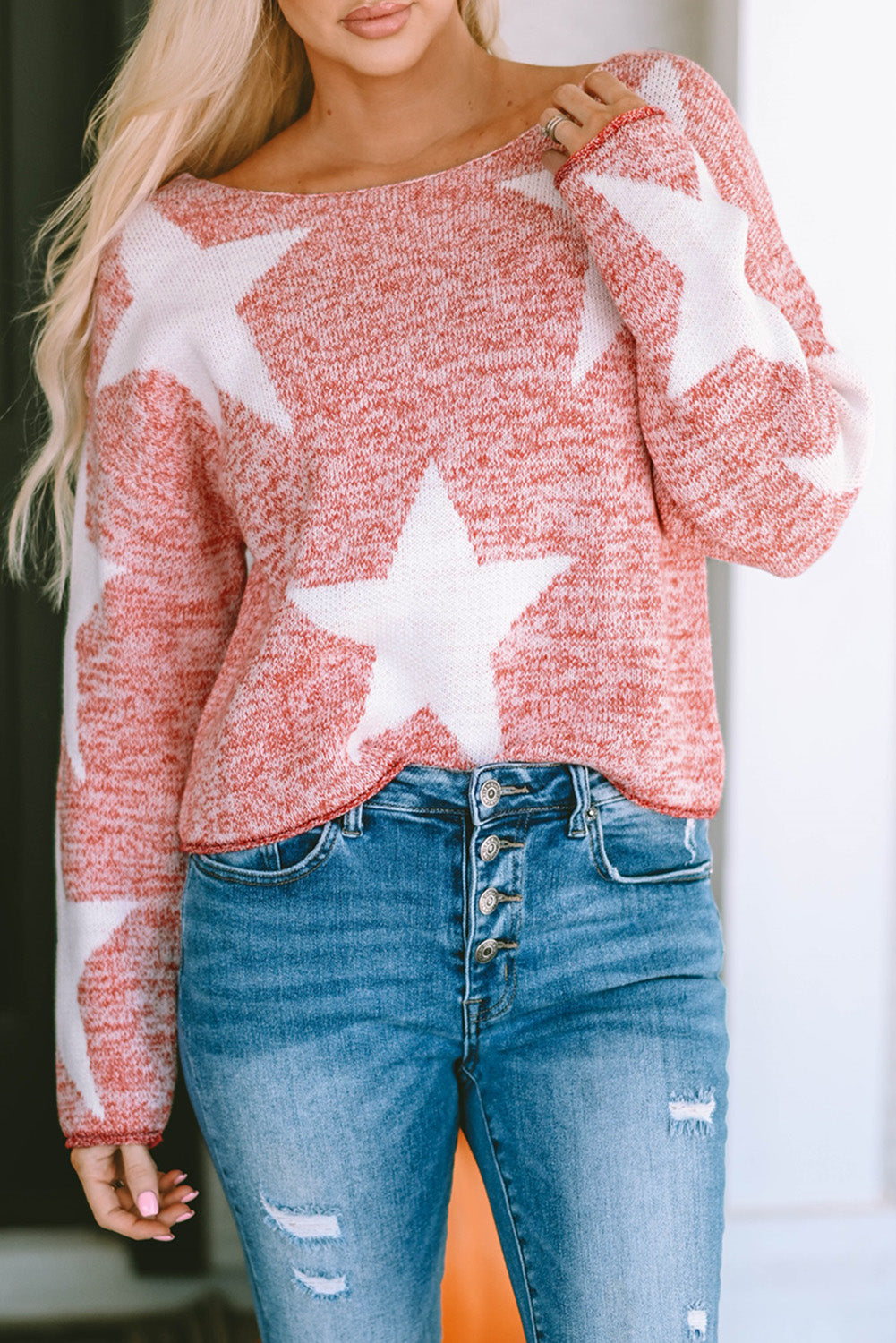 Big Star Spangled Casual Knit Sweater | Red