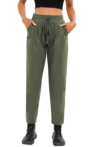 Casual Elastic Drawstring Waist Pants | Green