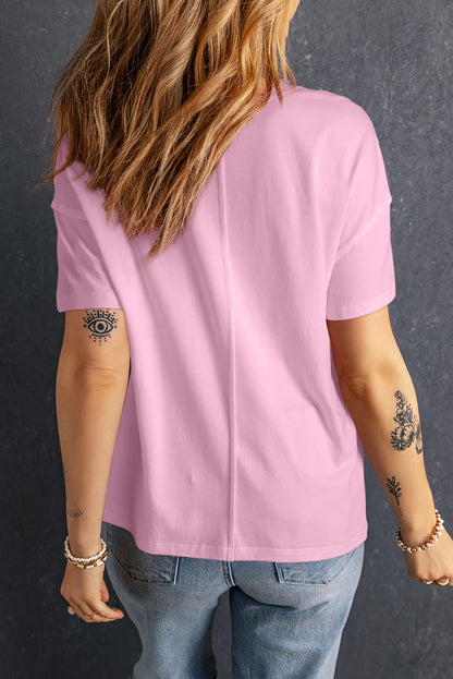 Star Patchwork Loose T-Shirt | Pink