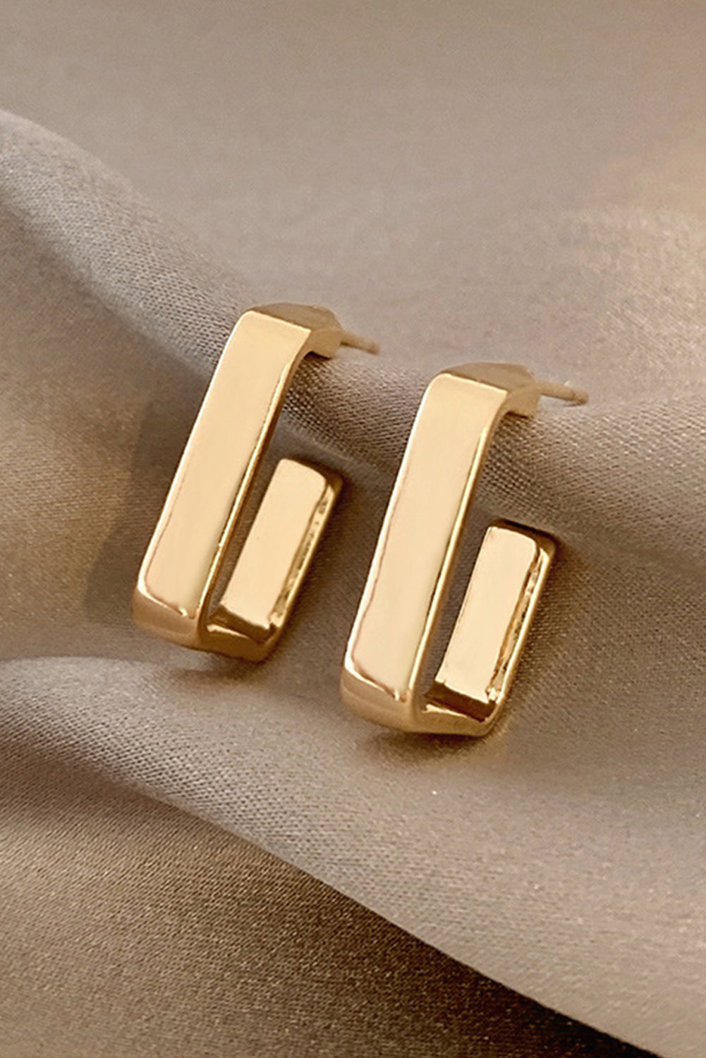 Square Hook Plated Alloy Stud Earrings | Gold