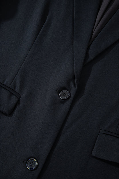 Lapel Flap Pocket Buttoned Blazer | Black