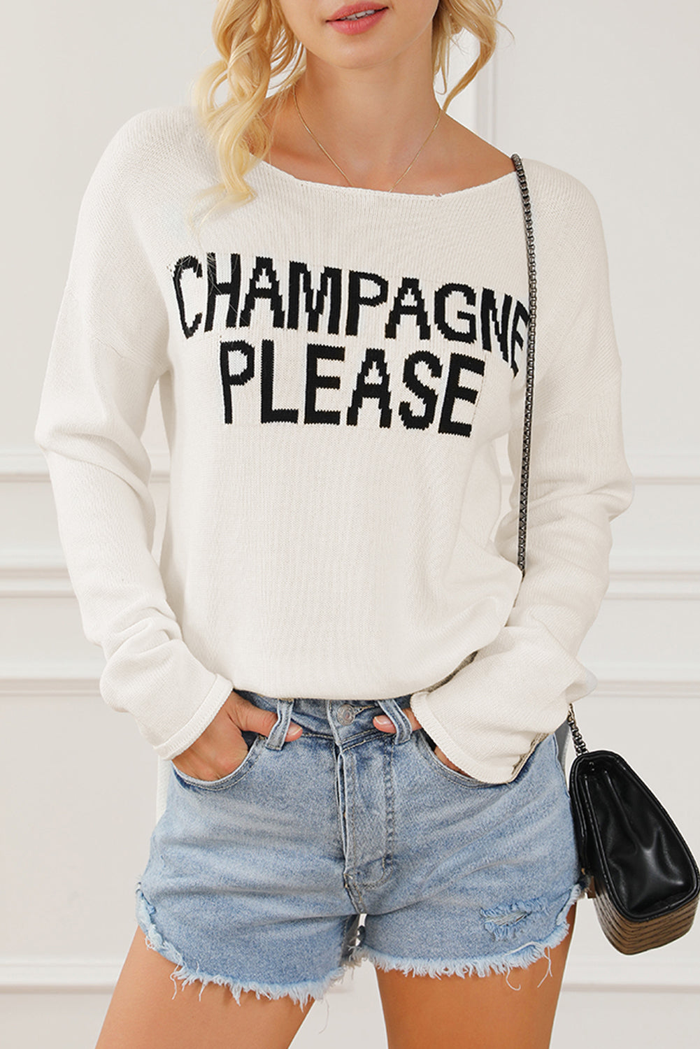 Champagne Please Graphic Sweater | Snow White