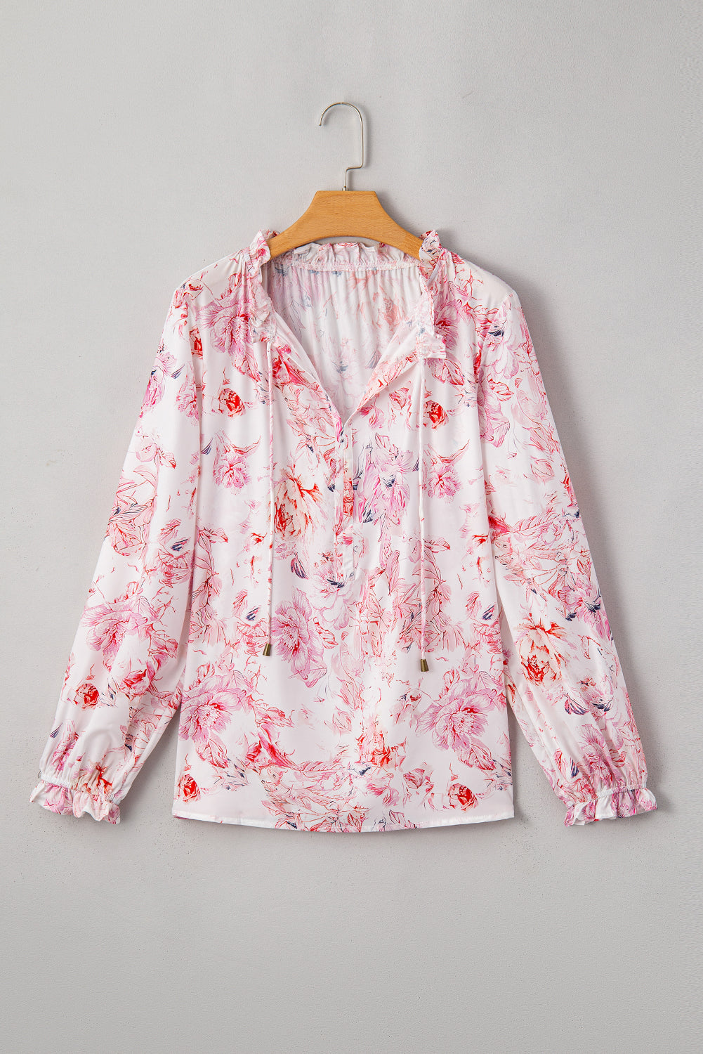 Vibrant Floral Printed Ruffle Trim Blouse | Multicolour