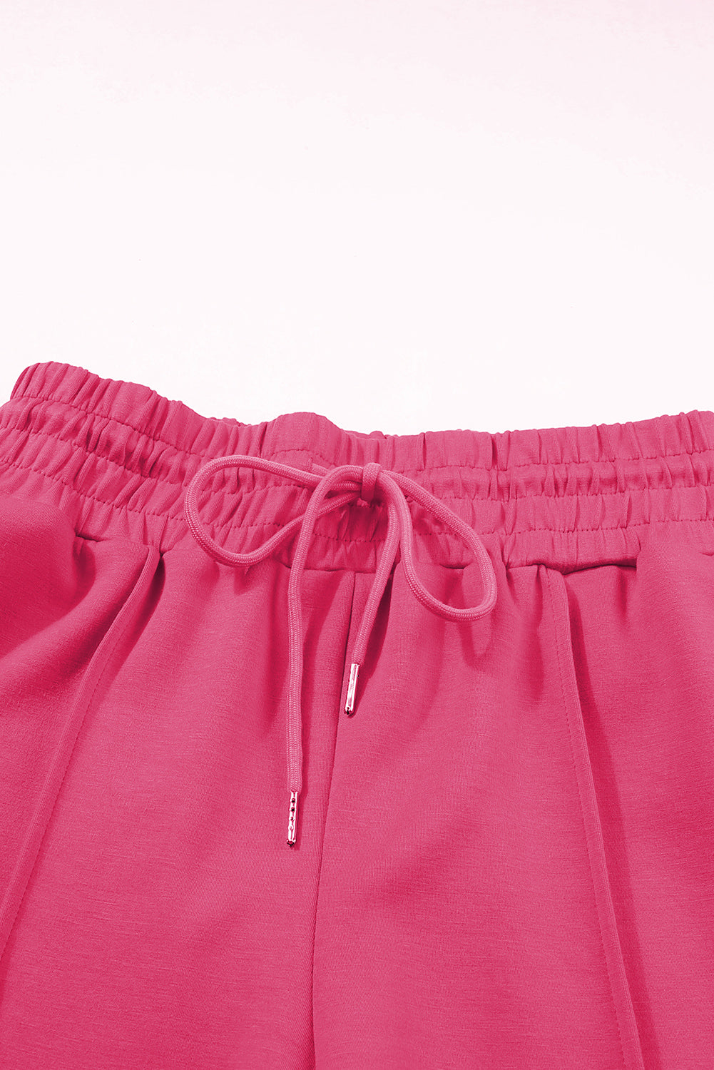 Terry Knit Drawstring Smocked Waist Wide Leg Sweatpants | Rose Red