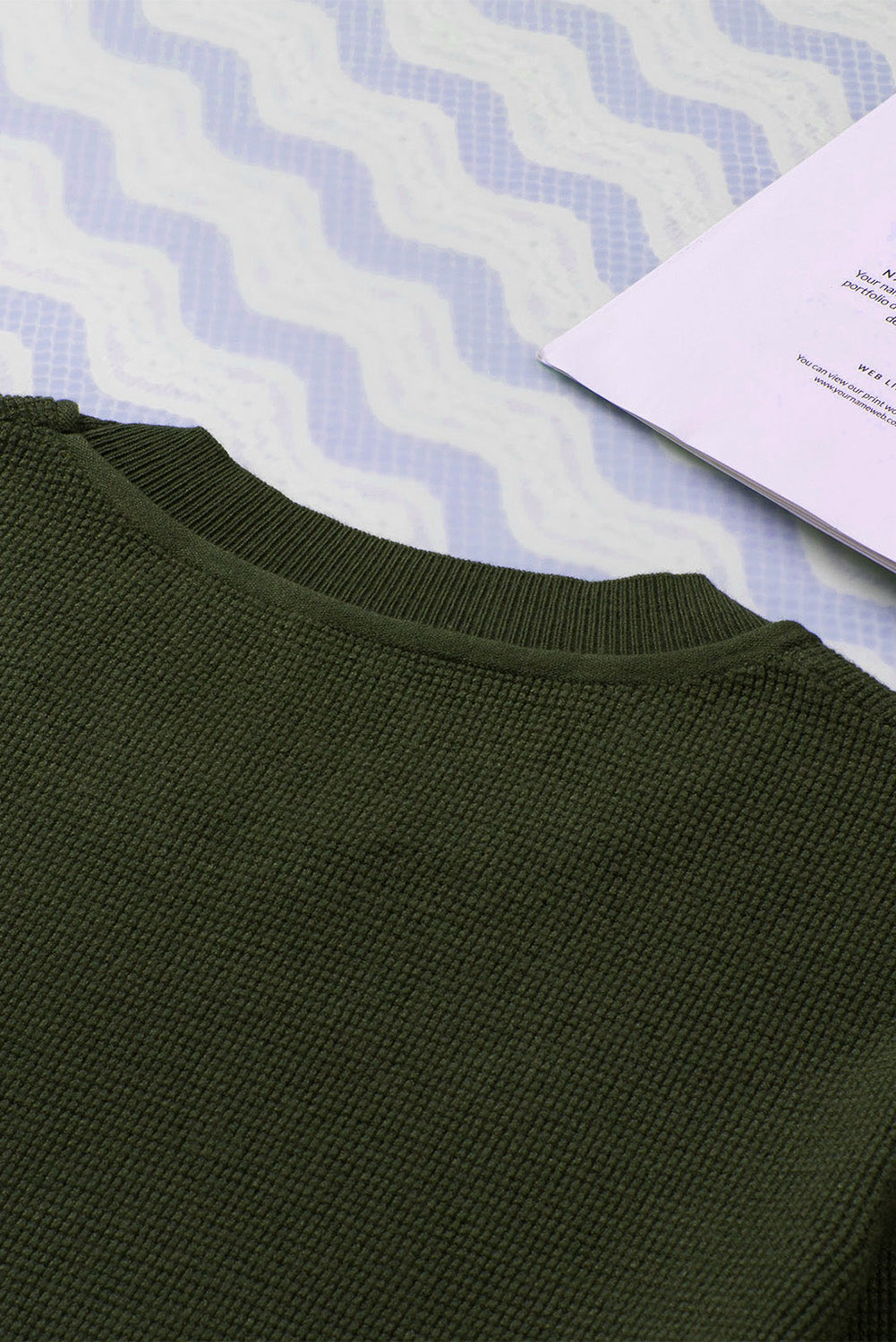 Striped Sleeve Plain Knit Sweater | Green