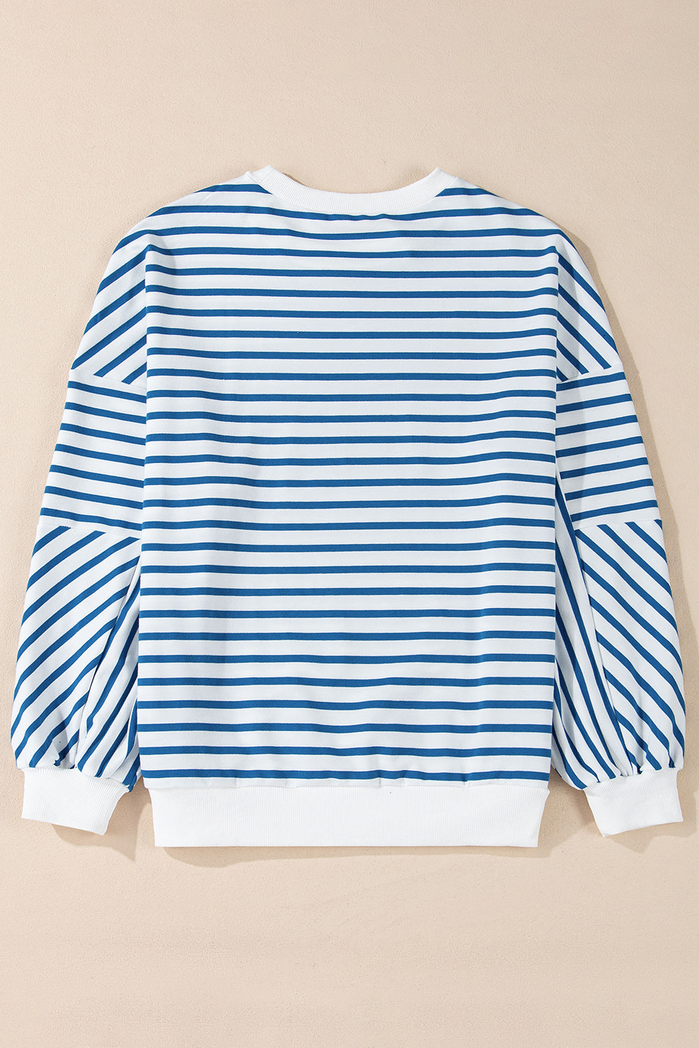 Drop Shoulder Crew Neck Loose Sweatshirt | Blue Stripe