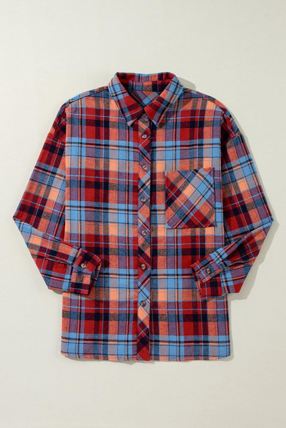 Plaid Print Loose Vintage Shirt | Red