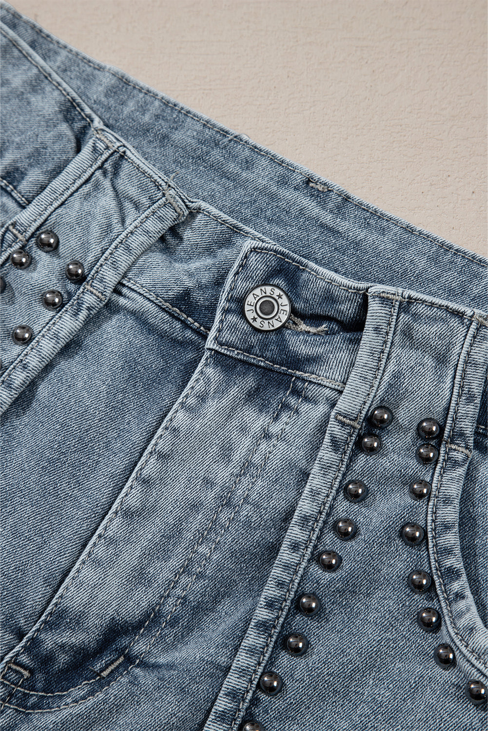 Studded Acid Wash Jean Shorts | Dusk Blue