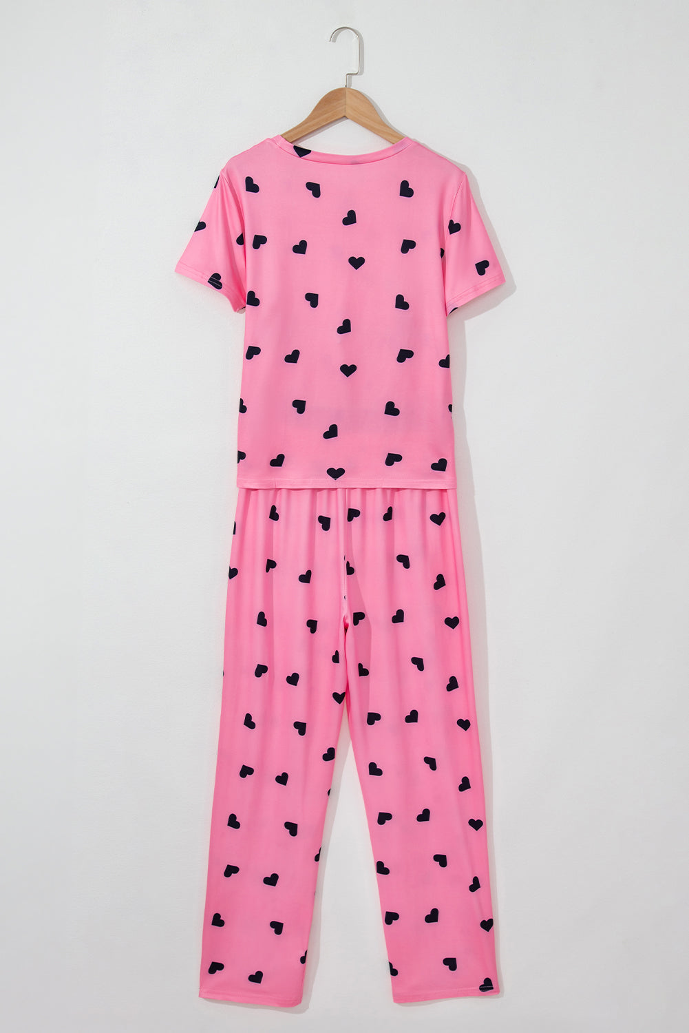 Valentines Heart Print Tee And Pants Lounge Set | Pink