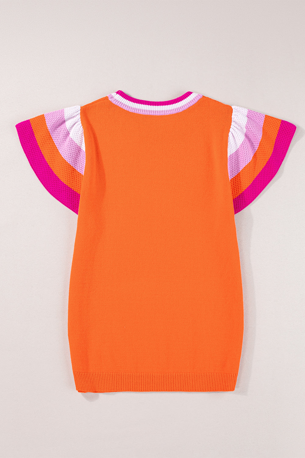 Contrast Flutter Sleeves Knitted Sweater T Shirt | Carrot