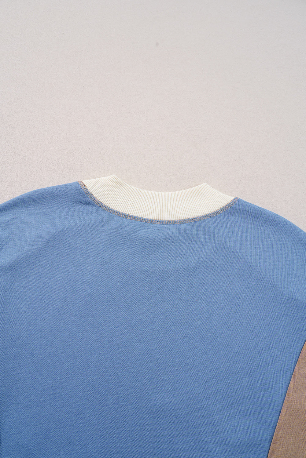 Ribbed Detail Colour Block Sleeve Baggy Sweatshirt | Sky Blue