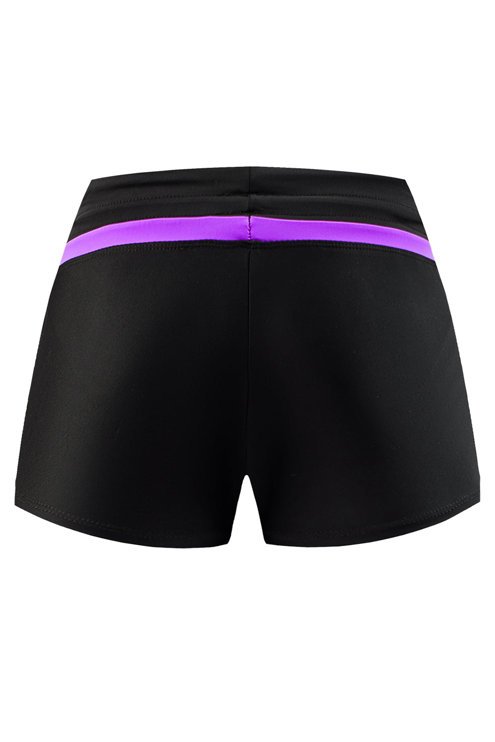 Violet Strap Trim Black Women Swim Boardshort | Black