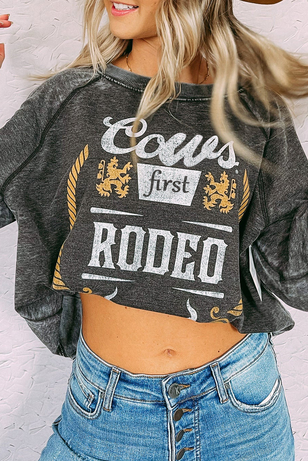 Coors Banquet Rodeo Graphic Mineral Washed Sweatshirt | Gray