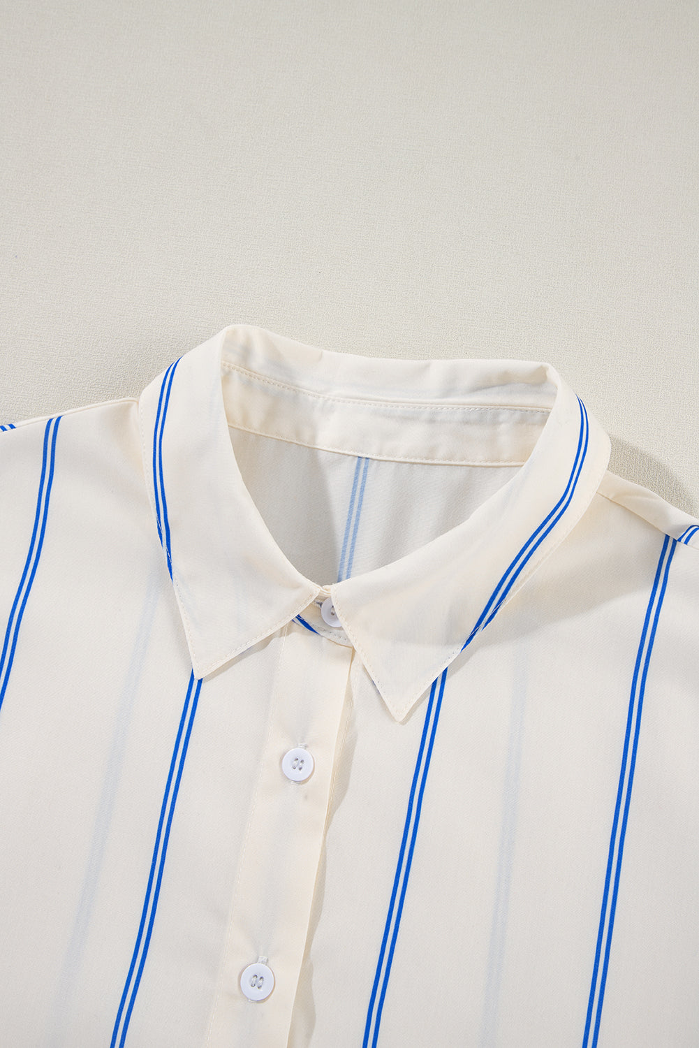 Drop Shoulder Bubble Sleeve Loose Shirt | Sky Blue Stripe