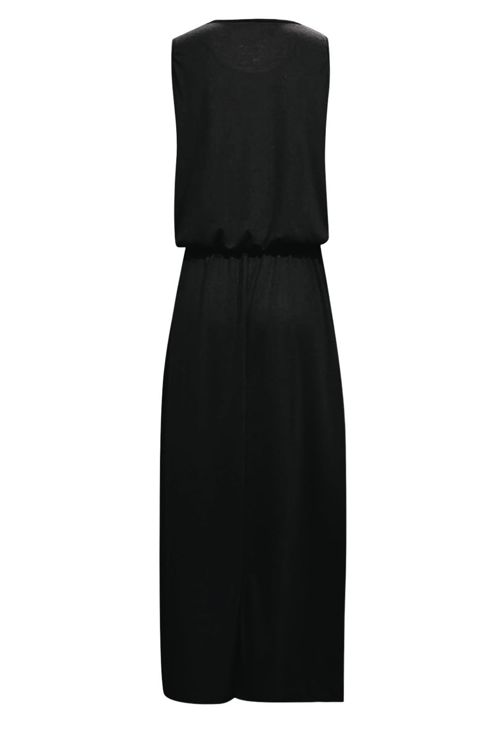 Solid Sleeveless Tunic Maxi Dress With Split | Black