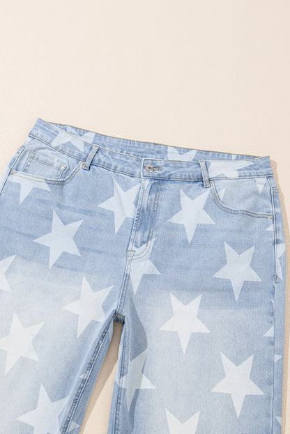 High Waist Star Pattern Plus Size Jeans | Beau Blue