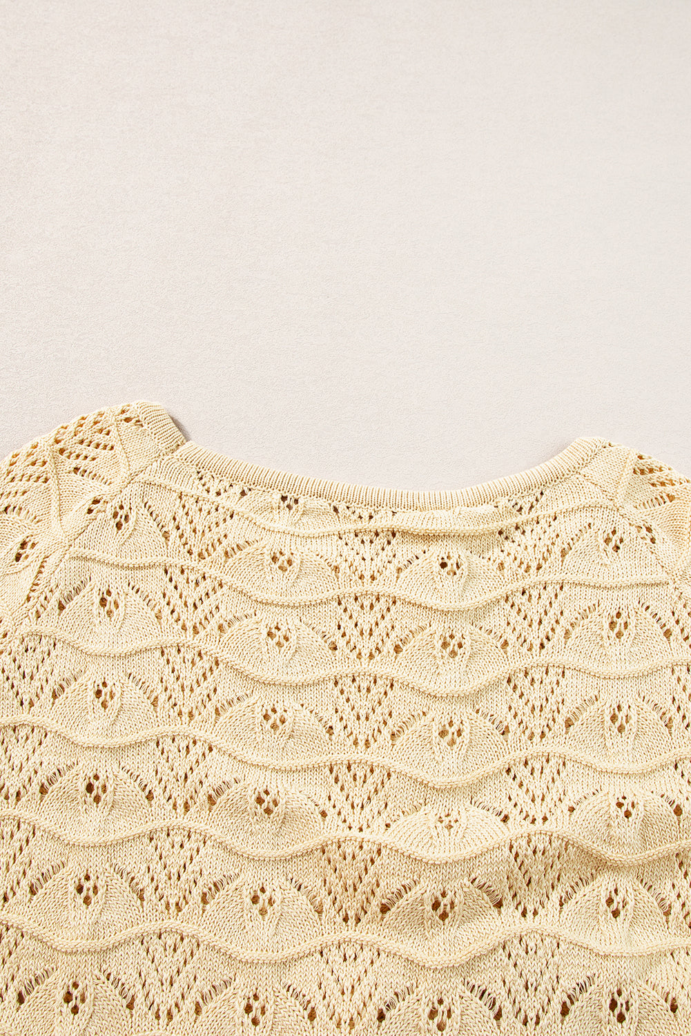 Hollowed Knit Asymmetric Drawstring Sweater | Khaki